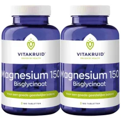 2x Vitakruid Magnesium 150 Bisglycinaat 180 tabletten