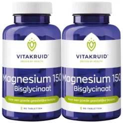 2x Vitakruid Magnesium 150 Bisglycinaat 90 tabletten