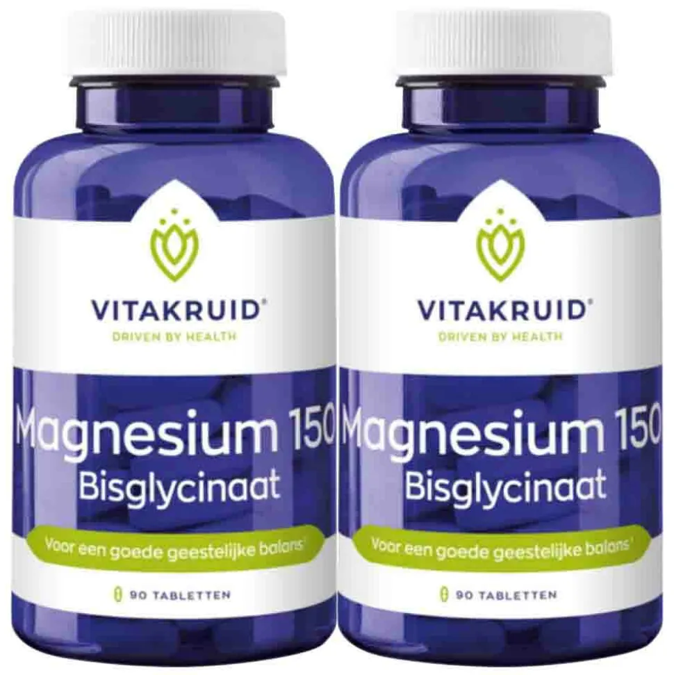 2x Vitakruid Magnesium 150 Bisglycinaat 90 tabletten