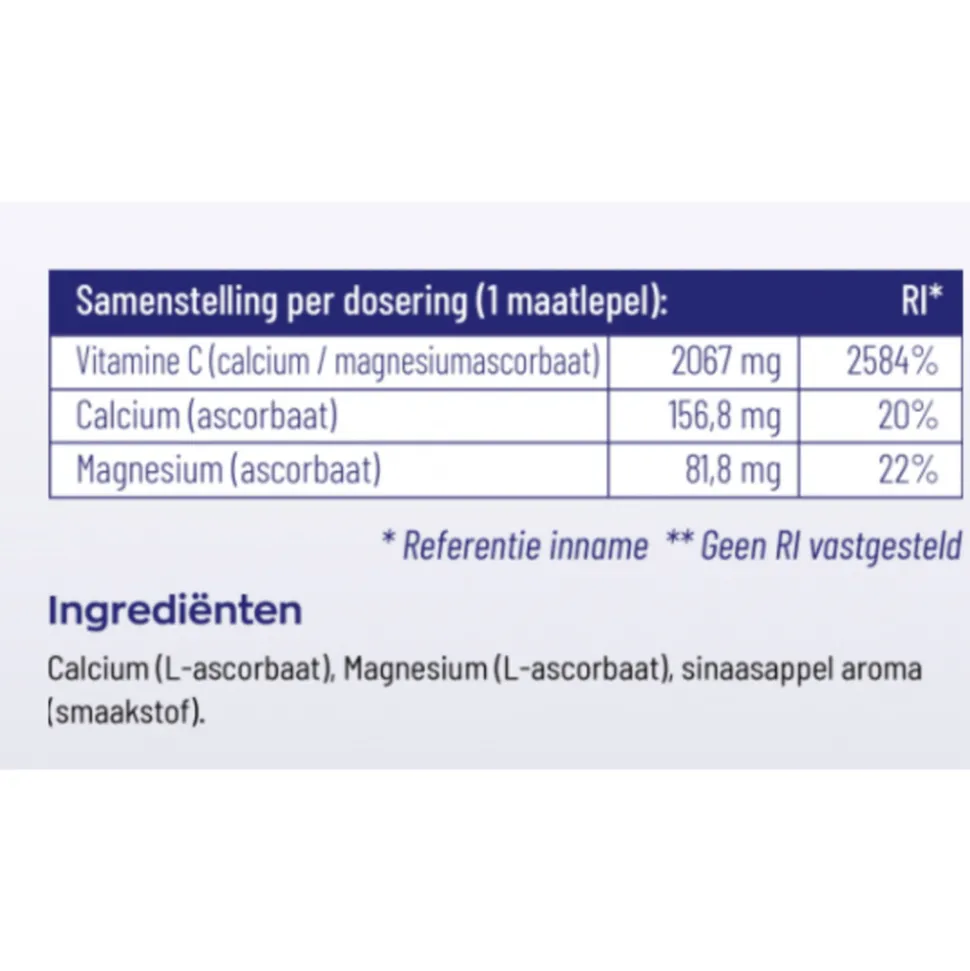 2x Vitakruid Vitamine C Poeder Calcium- & Magnesiumascorbaat 260 gr