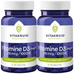 2x Vitakruid Vitamine D3 25 mcg Vegan 120 tabletten