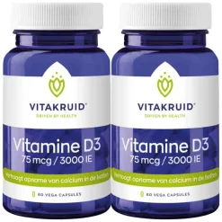 2x Vitakruid Vitamine D3 75 Mcg 3000Ie 60 vegacapsules