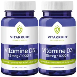 2x Vitakruid Vitamine D3 25 mcg 120 tabletten