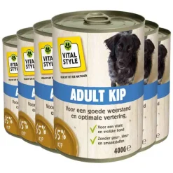 6x Vitalstyle Hondenvoer Blik Kip 400 gr