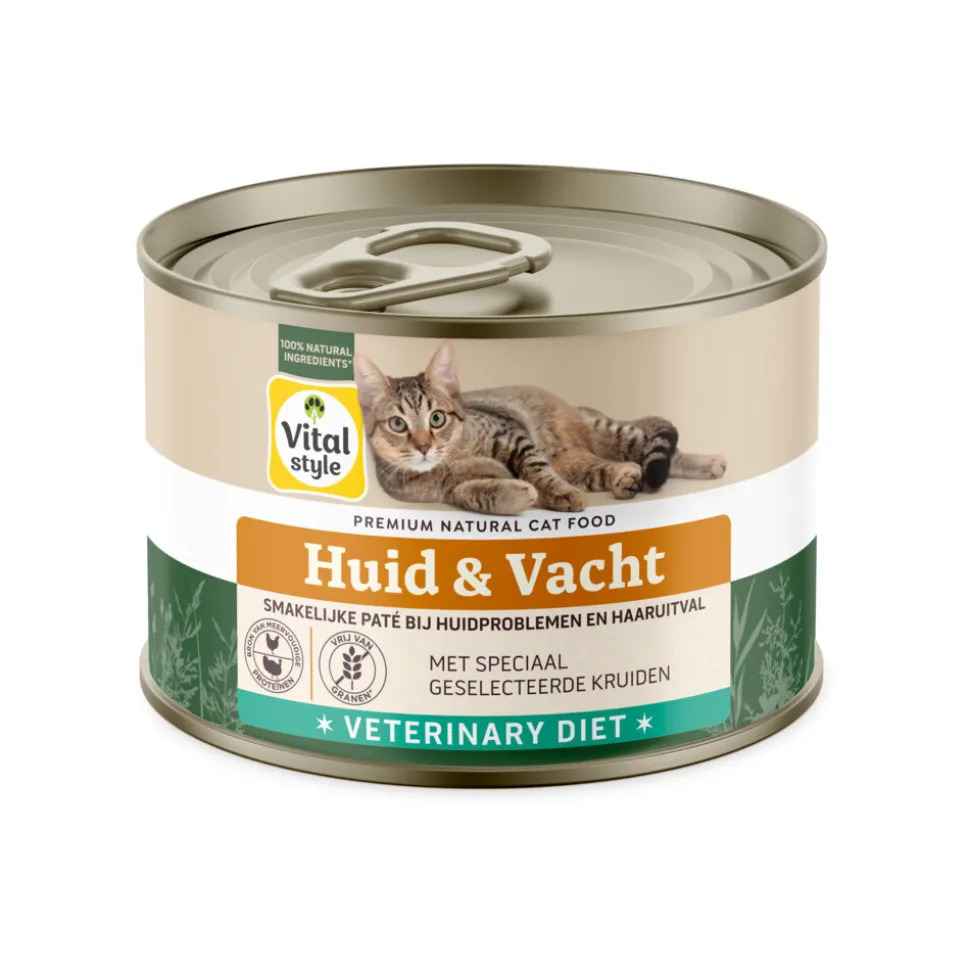 6x Vitalstyle Kattenvoer Blik Huid & Vacht 200 gr