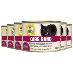 6x Vitalstyle Kattenvoer Blik Care Rund 200 gr