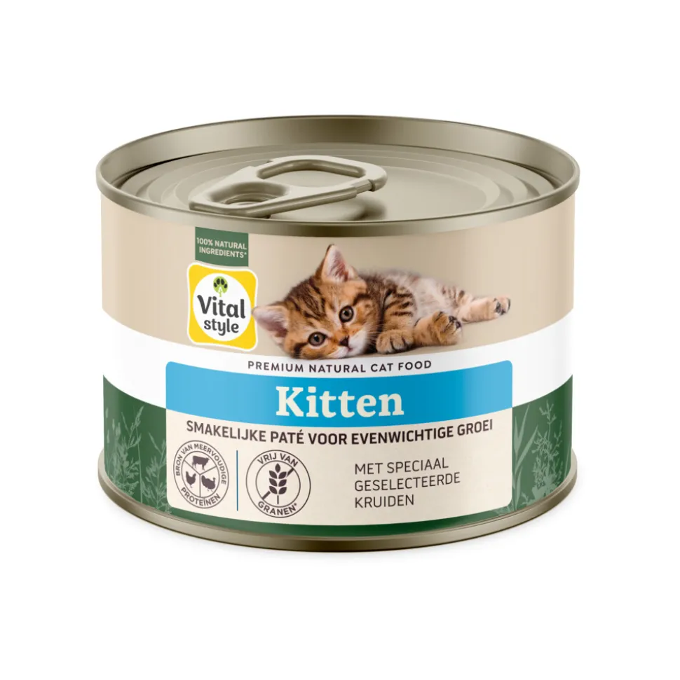 6x Vitalstyle Kattenvoer Blik Kitten 200 gr