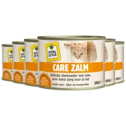 6x Vitalstyle Kattenvoer Blik Care Zalm 200 gr