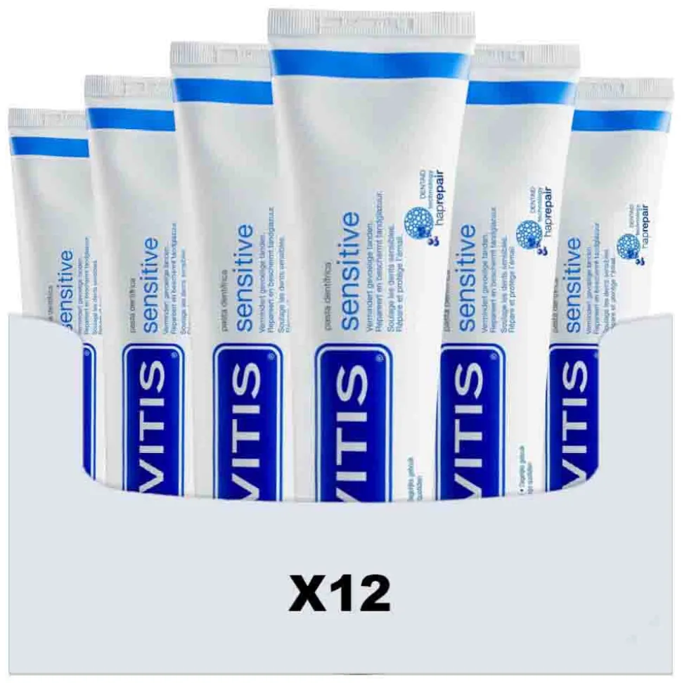 12x Vitis Tandpasta Sensitive 75 ml