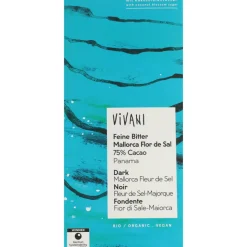 3x Vivani Chocoladereep Puur Zeezout 80 gr