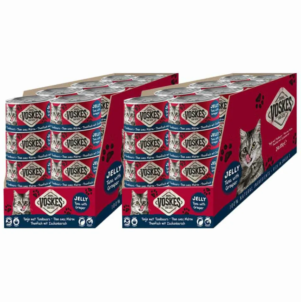 48x Voskes Kattenvoer Nat Tonijn met Tandbaars 85 gr