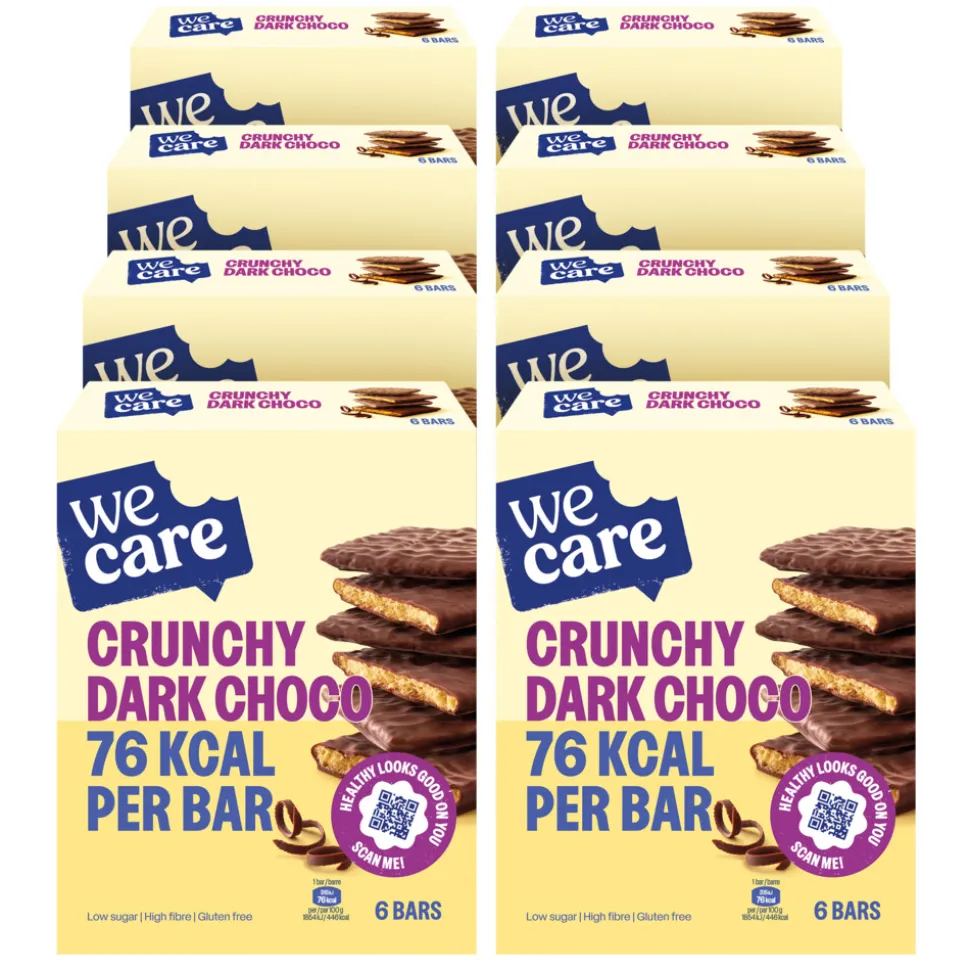 8x WeCare Bars Crunchy Dark Choco 102 gr