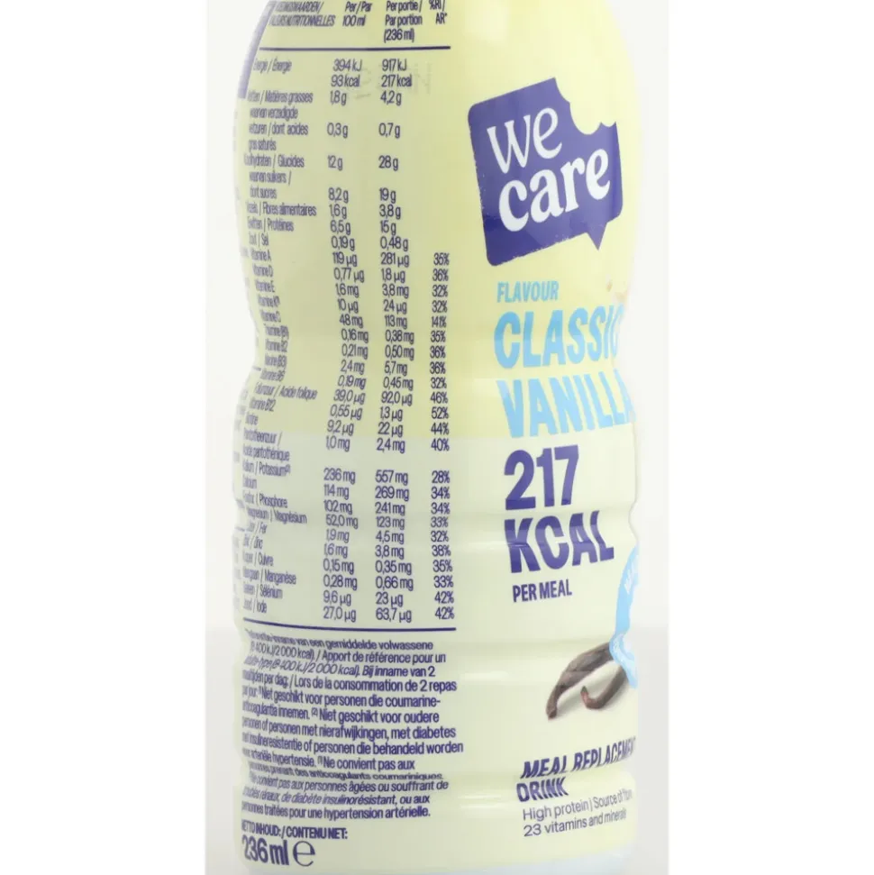 4x WeCare Meal Replacement Drink Classic Vanilla 236 ml