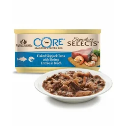24x Wellness Core Kattenvoer Signature Selects Flaked Tonijn - Garnaal 79 gr