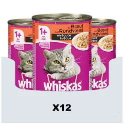 12x Whiskas Blik Adult Brokjes in Saus Rund 400 gr