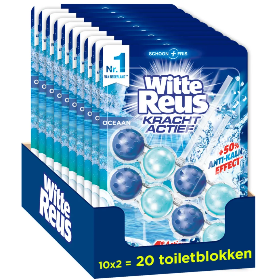 10x Witte Reus Toiletblok Kracht Actief Oceaan 2 stuks