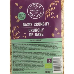 3x Your Organic Nature Crunchy Basis Muesli 600 gr
