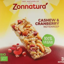 6x Zonnatura Notenreep Cashew Cranberry Biologisch 75 gr