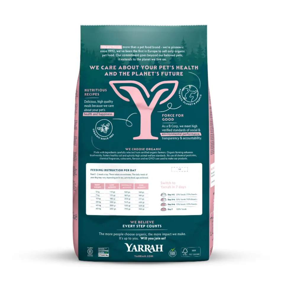 Yarrah Bio Hondenvoer Sensitive Adult Kip & Rijst 10 kg