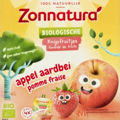 Zonnatura Knijpfruit Appel/Aardbei Biologisch 4 x 85 gr